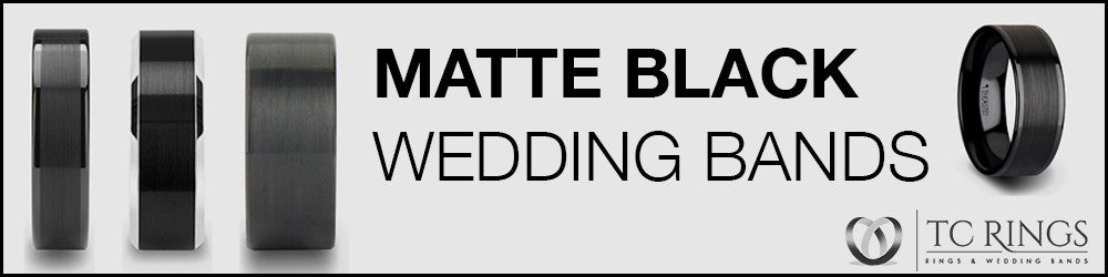 black matte wedding bands rings