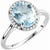Women's aquamarine oval halo engagement ring 