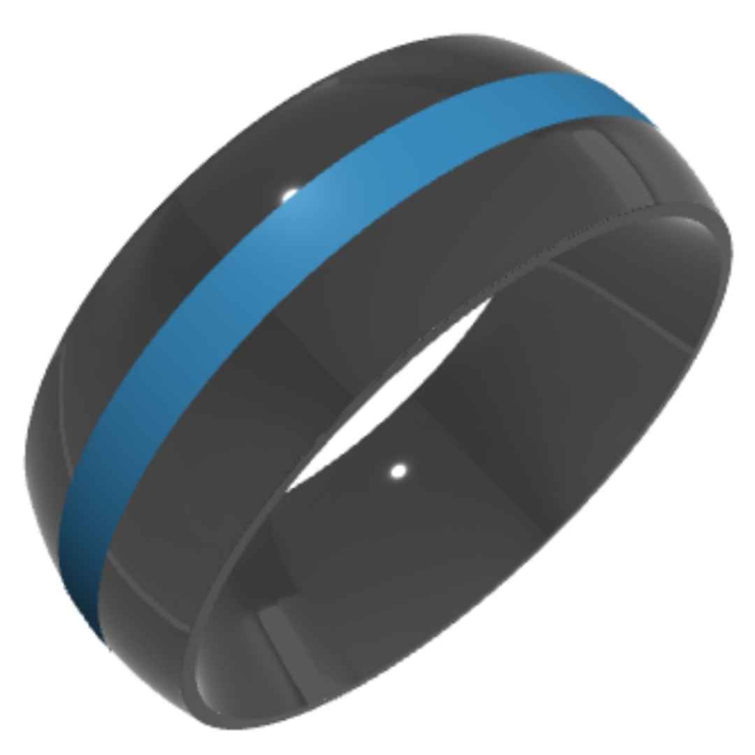 Men's zirconium wedding ring with blue inlay