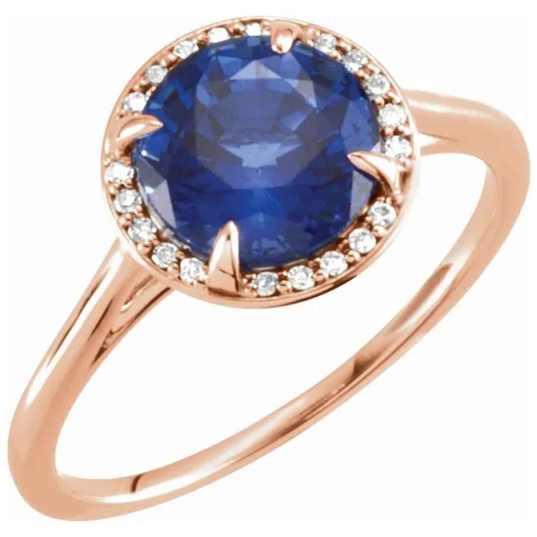 Women's 14K rose gold sky blue topaz engagement ring 