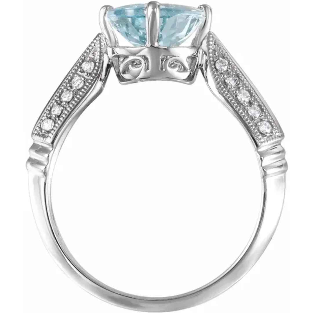Women's aquamarine & diamond engagement ring