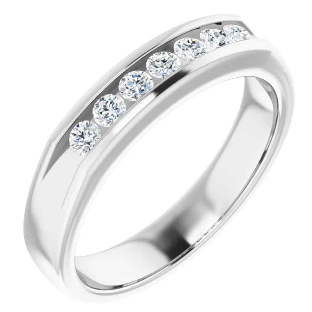 Men's 14K white gold diamond wedding ring