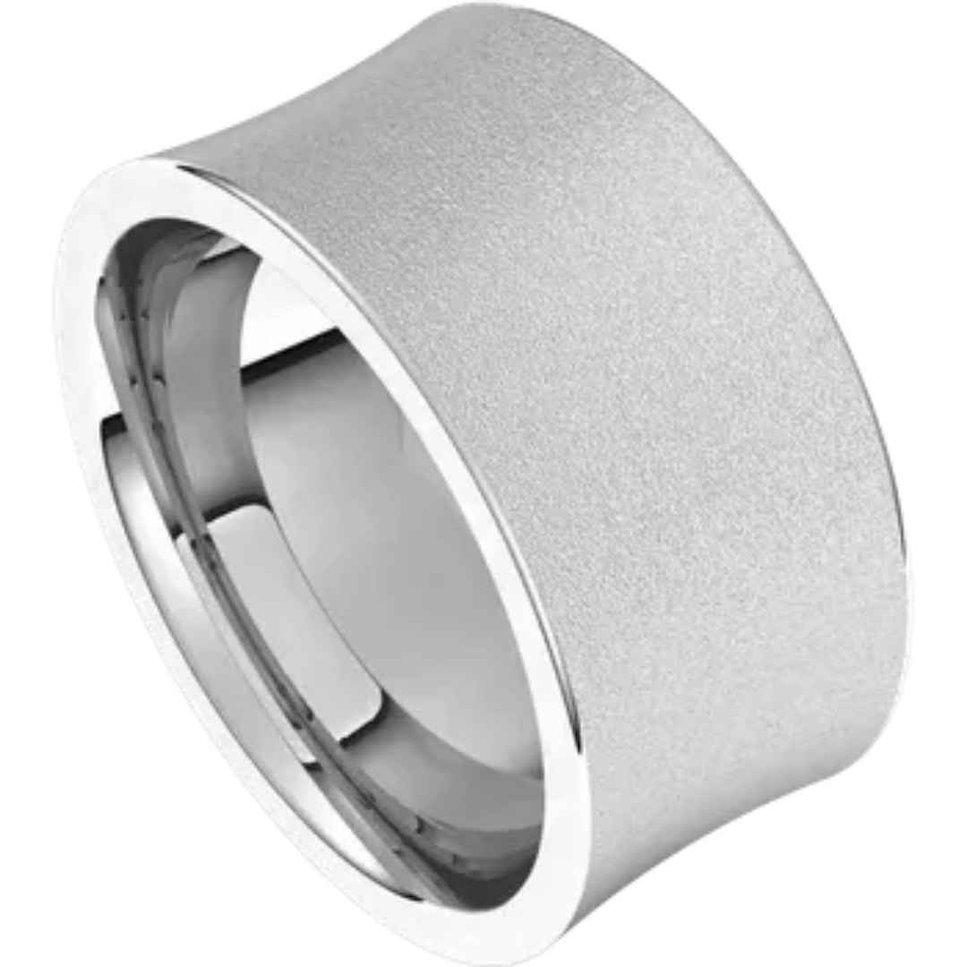 Men's 14k white gold concaved wedding ring
