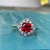 Women's 14k white gold lab created ruby vintage inspired engagement ring