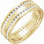 Men's 14K yellow gold wedding ring with double row of diamonds