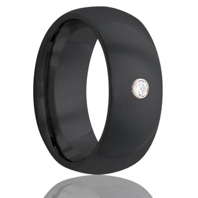 Men's Black Wedding Ring with Diamond