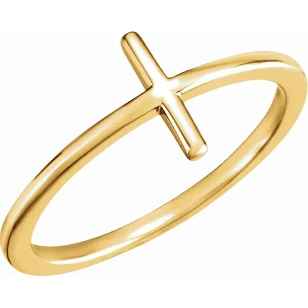 Women's 14k white gold sideways cross wedding ring