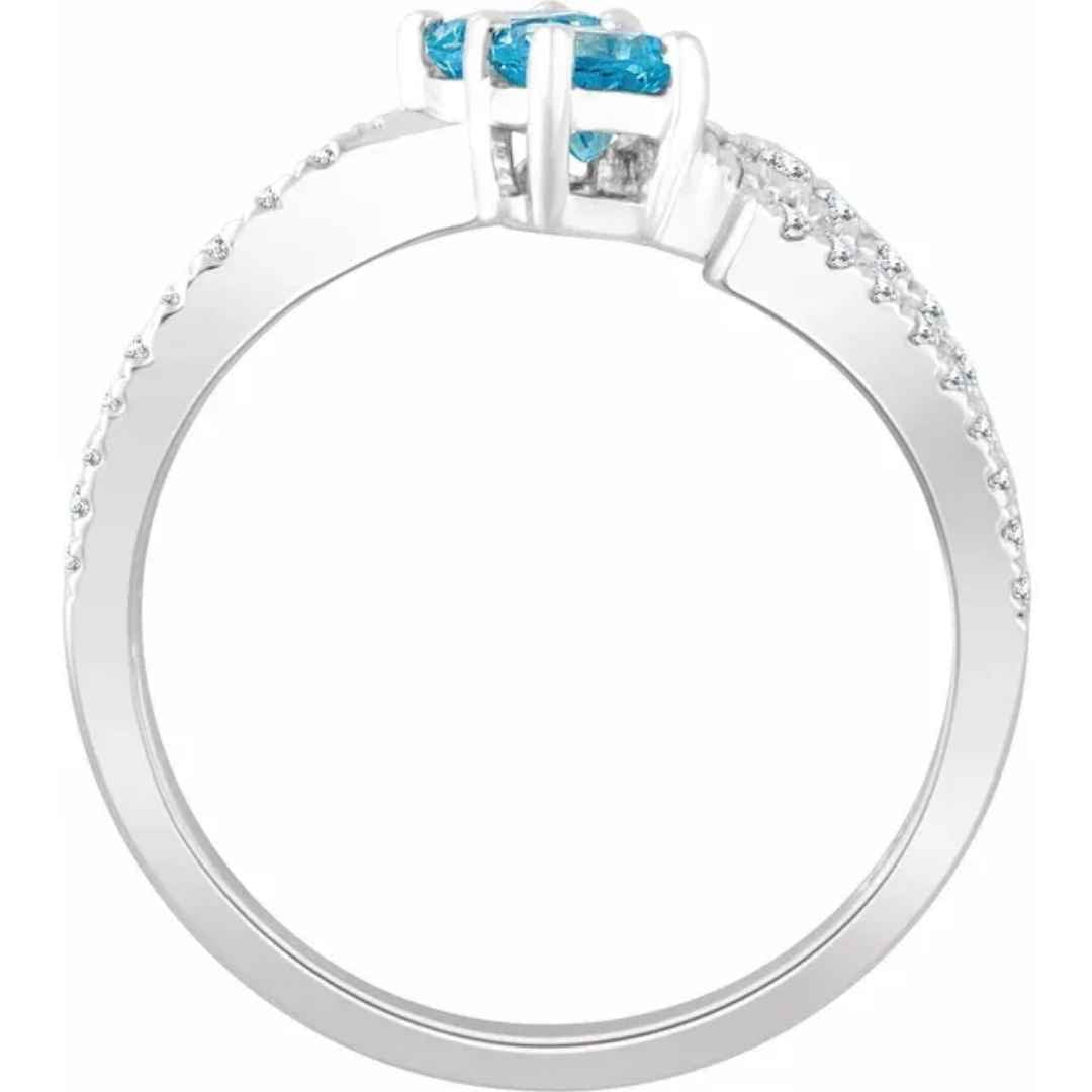 Women's swiss blue topaz engagement ring