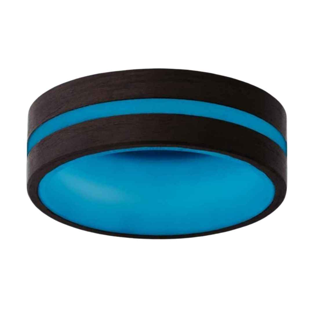 Men's carbon fiber blue glow wedding ring