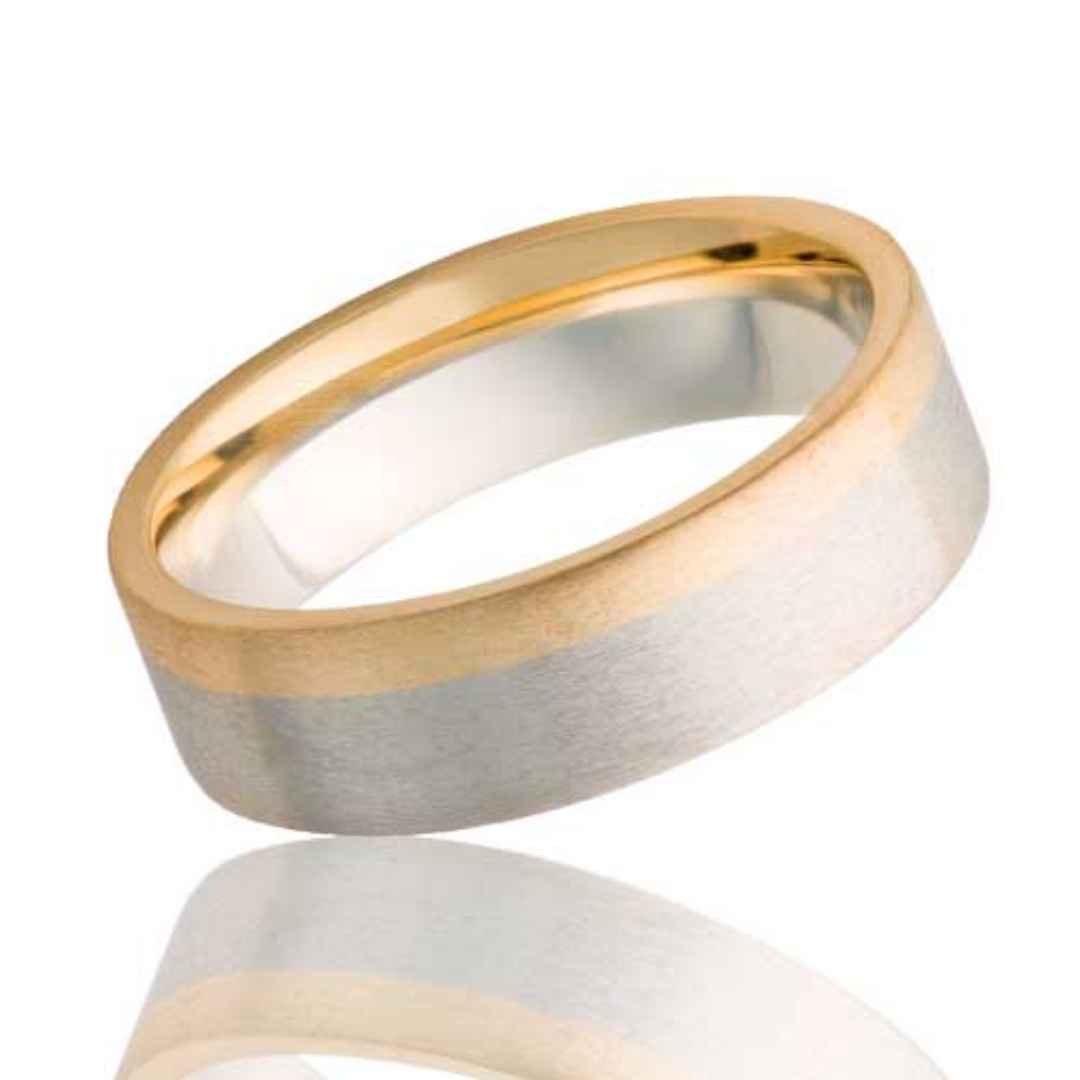 14k White Gold Band with Yellow Gold Edge