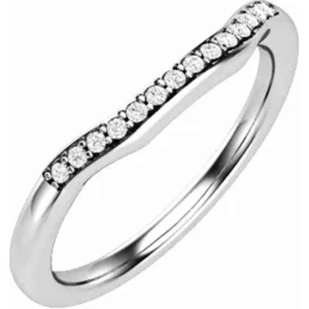 14k white gold contour diamond wedding ring
