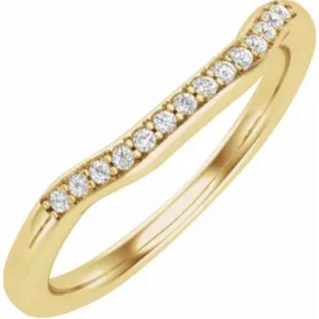 14k white gold contour diamond wedding ring
