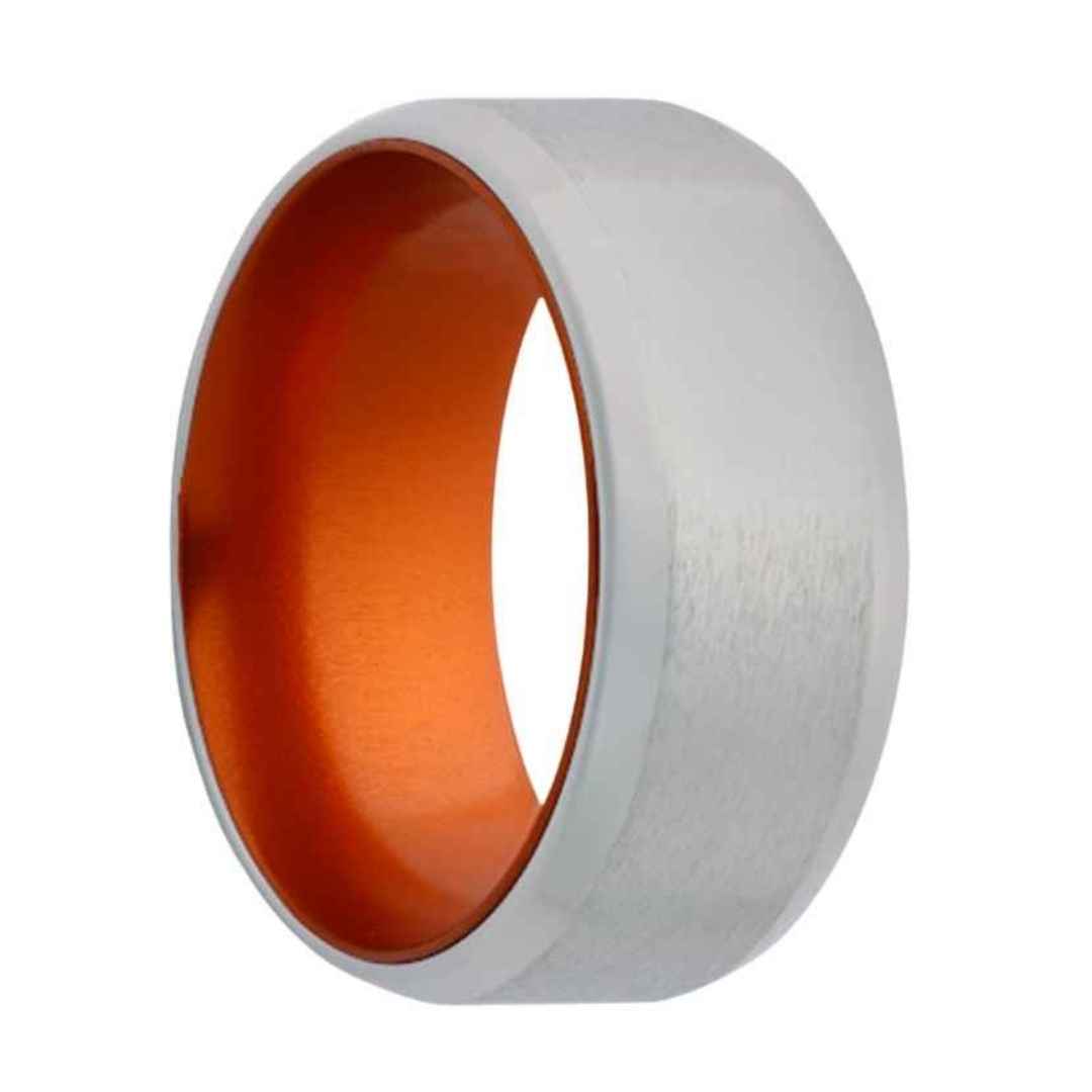 Men's cobalt wedding ring with orange inlay