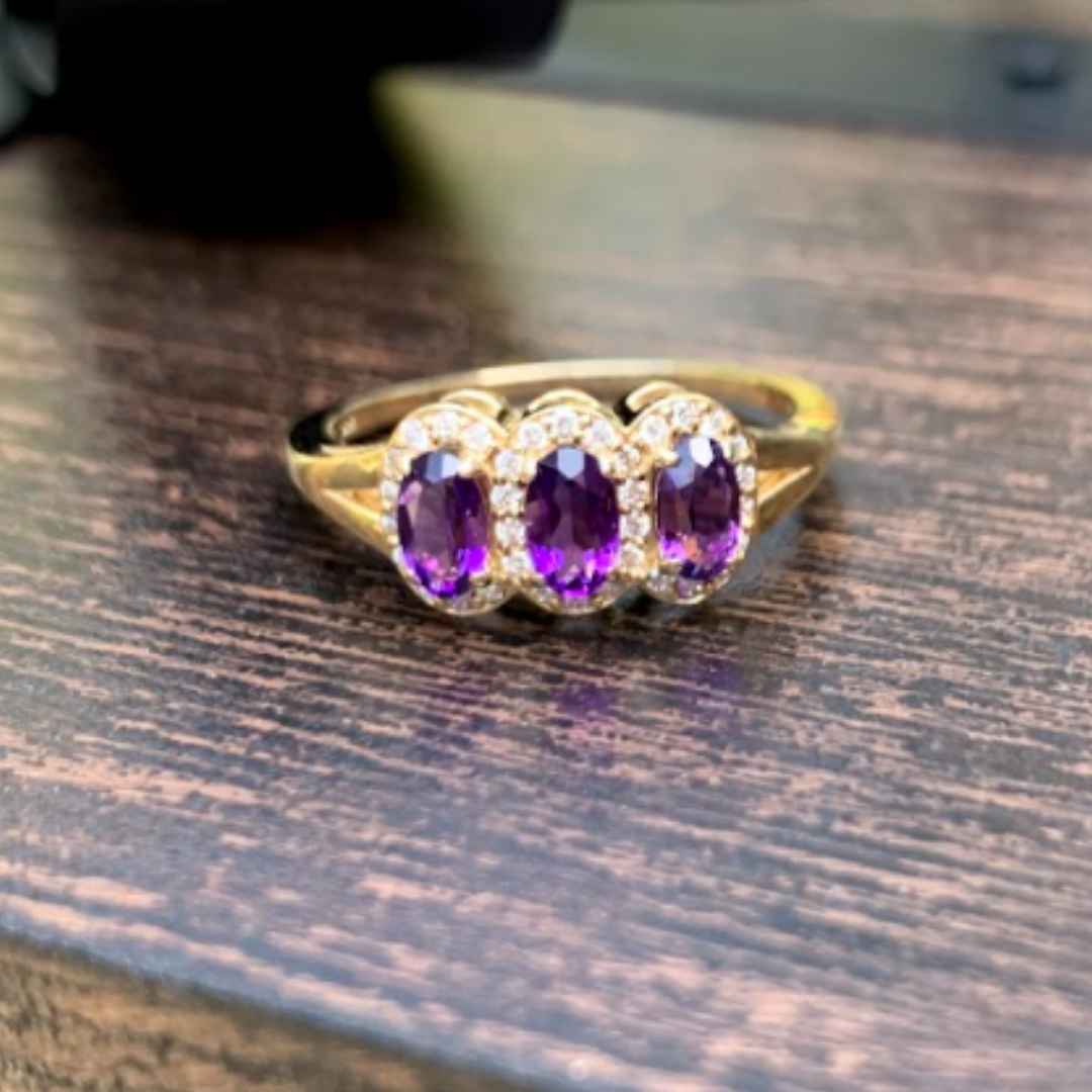 Women's white sapphire engagement ring