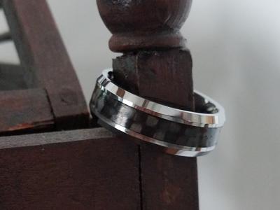 Tungsten Wedding Ring with Black Carbon Fiber Inlay