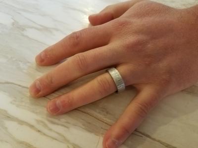 Cobalt Wedding Ring with Tree Bark Design