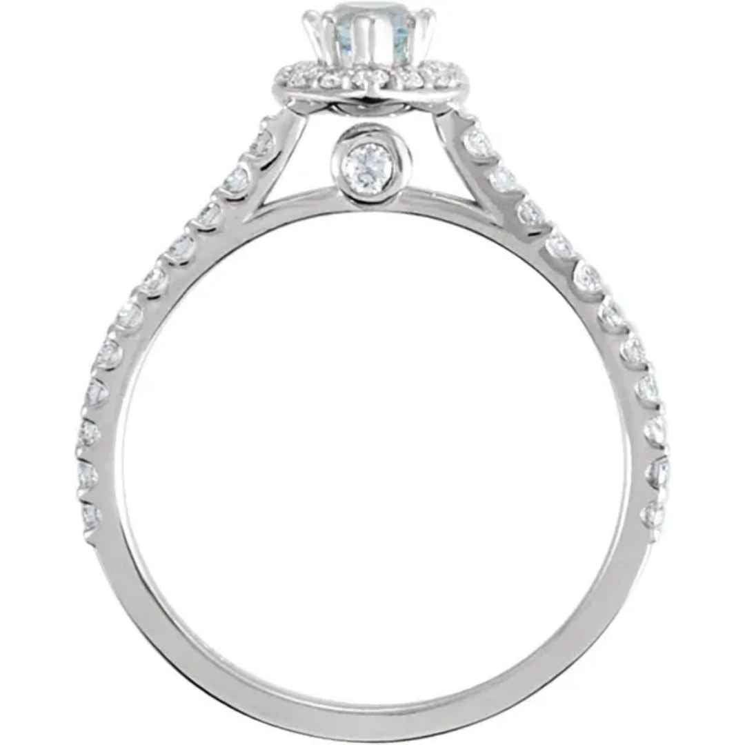 Women's pear shape aquamarine engagement ring 