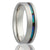 Mens Cobalt Wedding Ring with Offset blue green Abalone Inlay