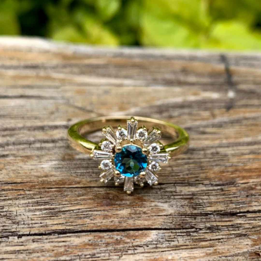 Custom Three Stone London Blue Topaz And Diamond Engagement Ring #104059 -  Seattle Bellevue | Joseph Jewelry