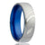 Men's Damascus Steel Wedding Ring with Blue Inlay