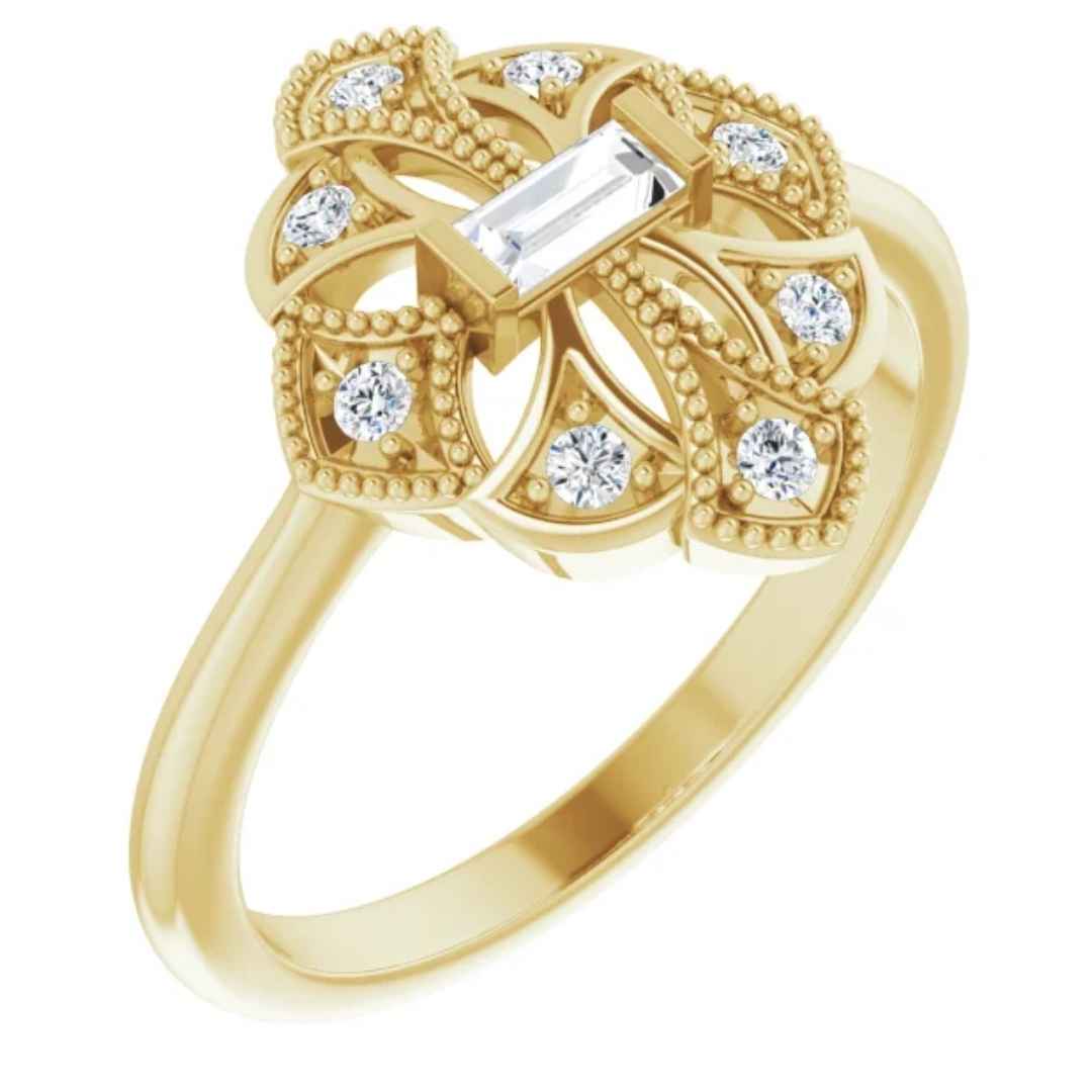 Women's 14k white gold vintage engagement ring