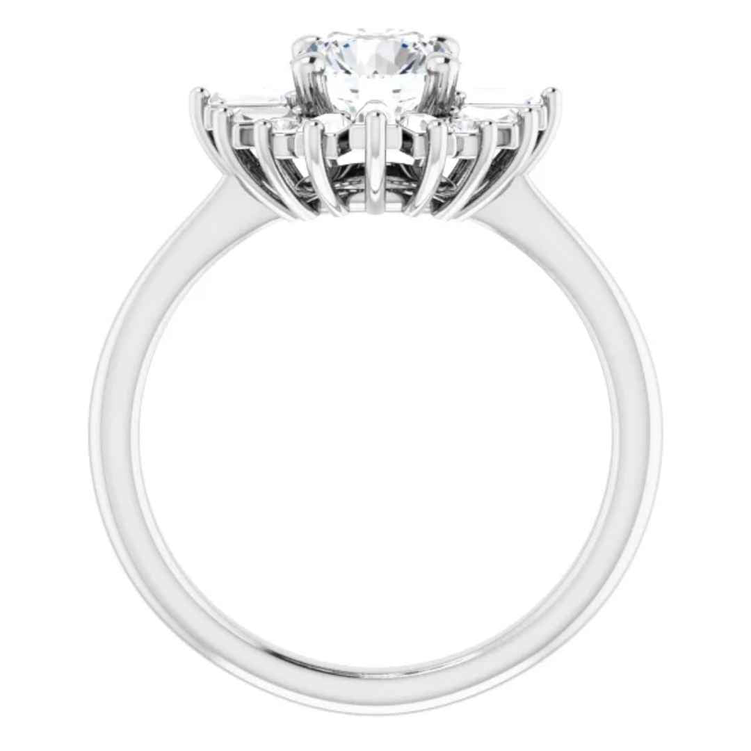 Women's 14k white gold starburst engagement ring