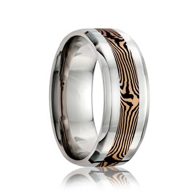 Cobalt Wedding Band with Gold Inlay
