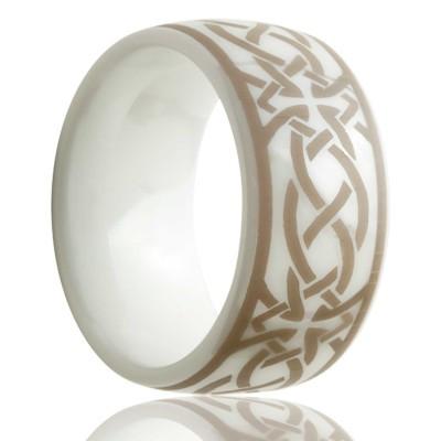 Celtic White Ceramic Wedding Ring