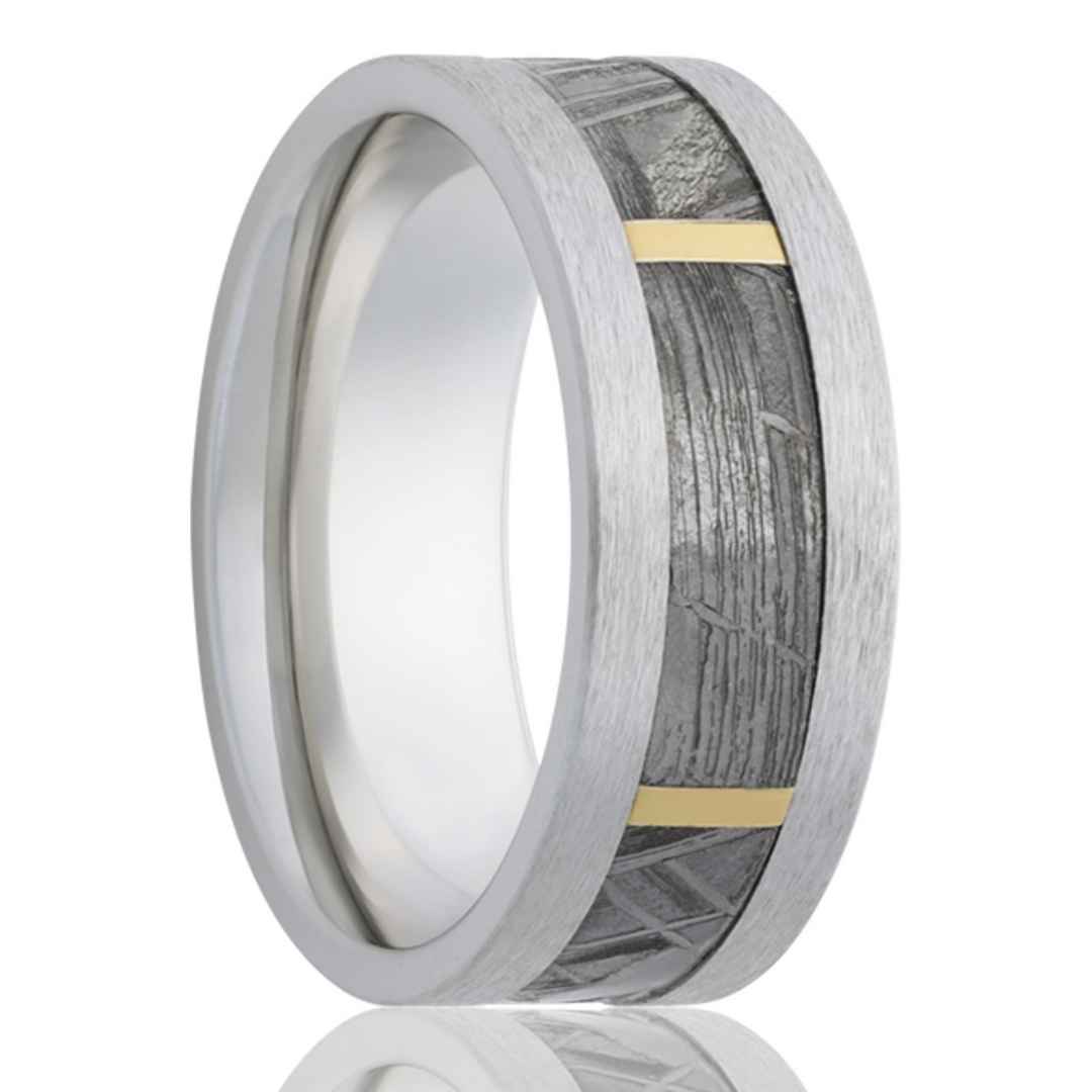 Men's cobalt meteorite wedding ring