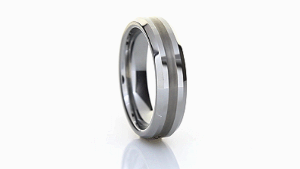 Tungsten Wedding Band with Satin Finished Stripe