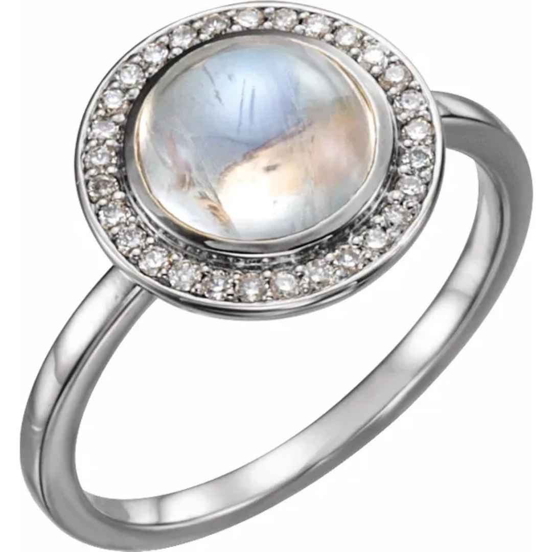 Women's 14k white gold moonstone engagement ring