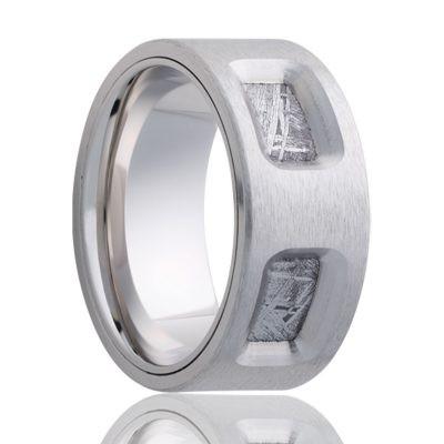 Cobalt Ring with Meteorite Inlay