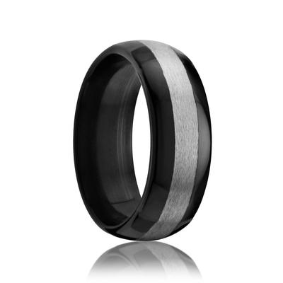 Black Zirconium Ring with Center Stripe