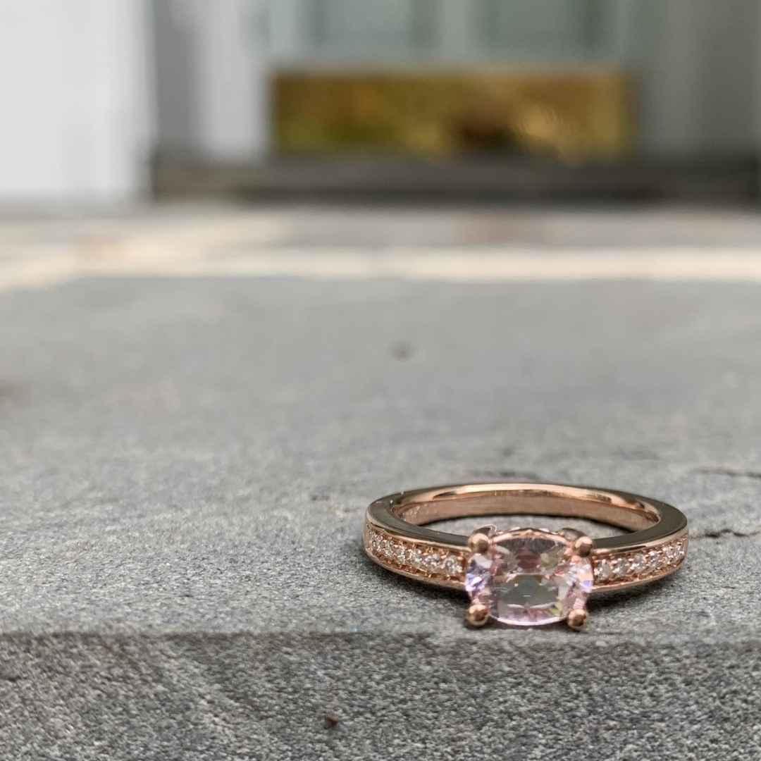 Women's 14K rose gold morganite engagement ring 