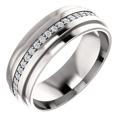 White Gold Wedding Ring with Diamonds for Men