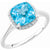 Women's 14k white gold swiss blue topaz cushion cut engagement ring