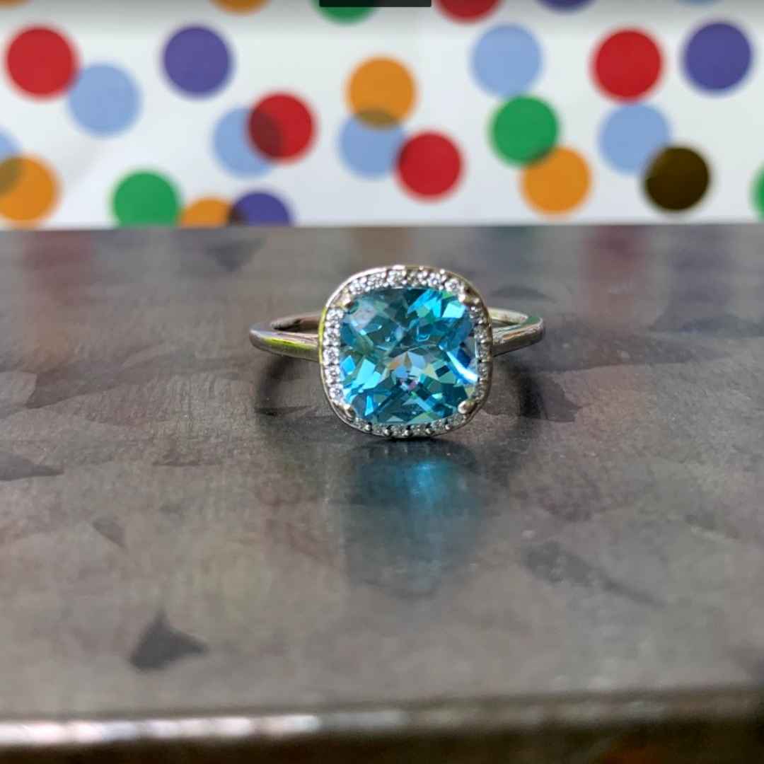 Natural Topaz Art Nouveau Ring, Sky Blue Topaz Gemstone, Vintage Style –  Silver Embrace