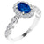 Women's 14K white gold scalloped edge blue sapphire engagement ring