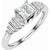 14K white gold princess cut and baguette engagement ring 