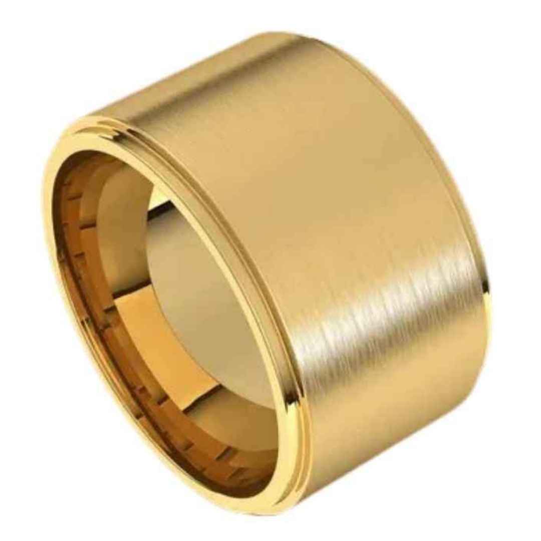 Extra wide men's Wedding ring in 14K gold. 12mm wide ring. WHITE gold. 