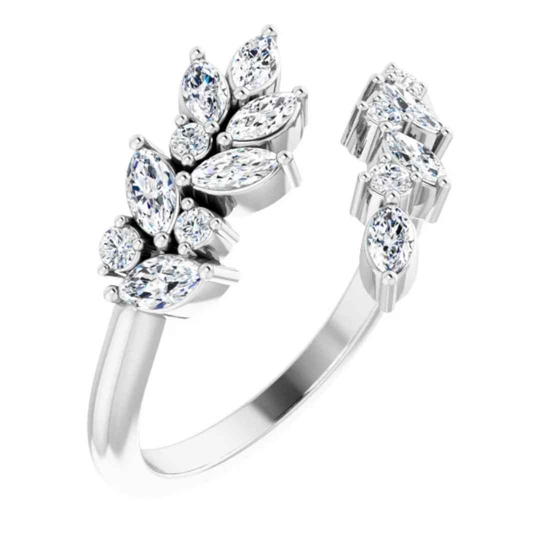 Women's 14k white gold diamond bypass wedding ring