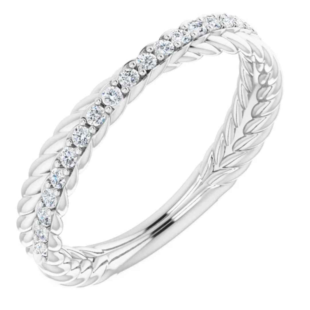 Women's 14k white gold twisted diamond wedding ring