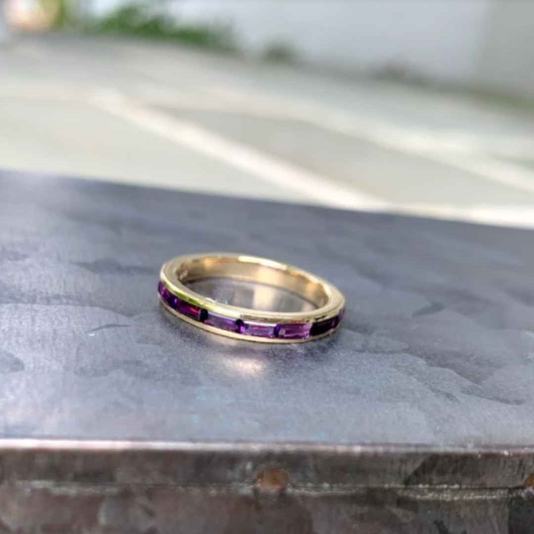 Women's 14k white gold amethyst wedding ring