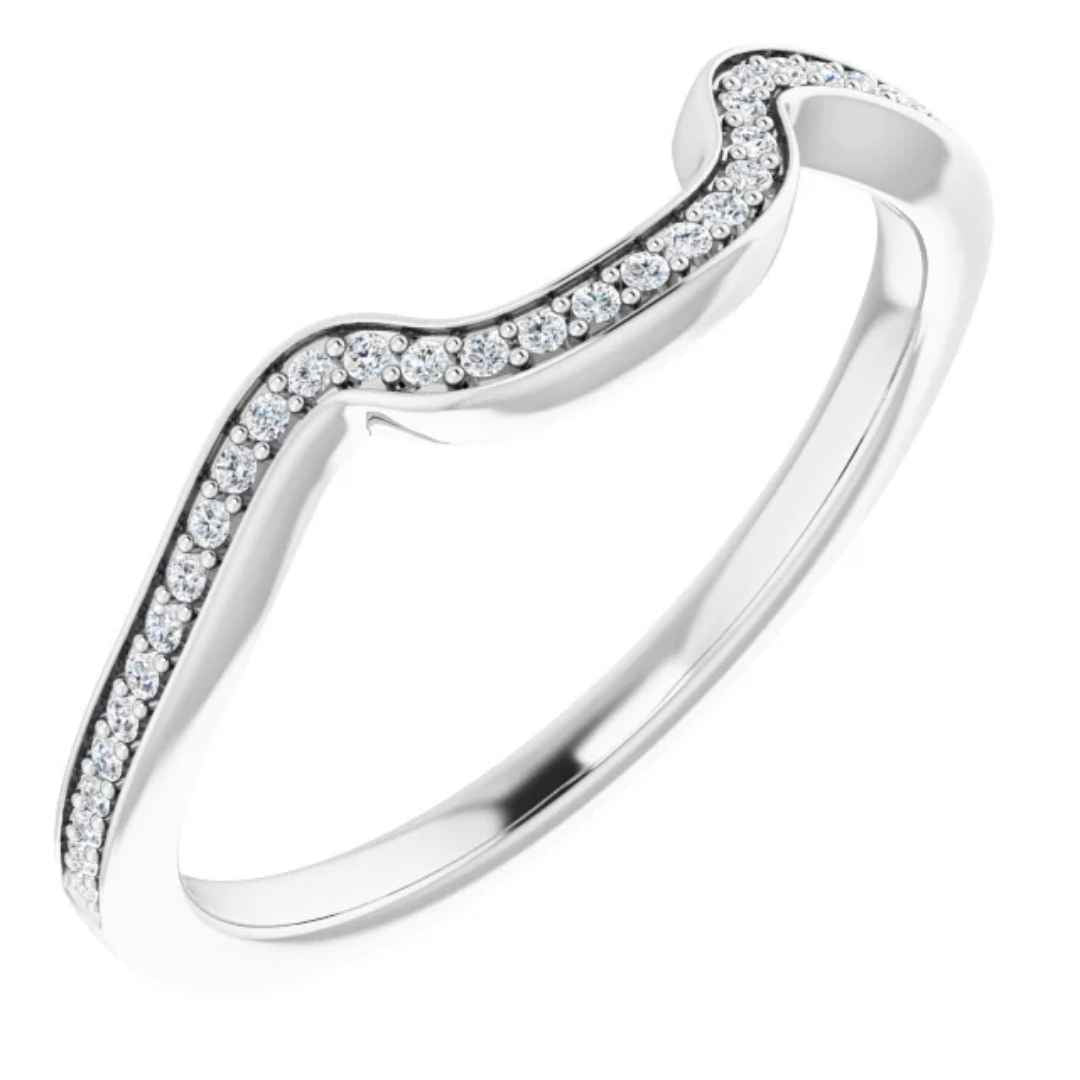 Women's 14k white gold contour diamond wedding ring