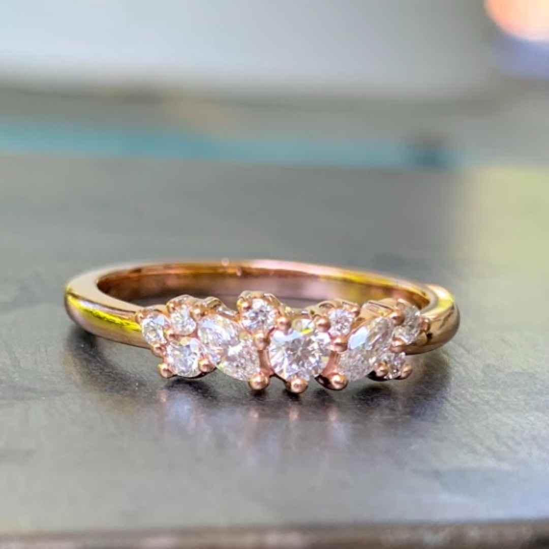 Diamond Wedding Band Mens Womens Unisex Ring .80ct 5 Diamonds Gem Stone  Round 14k White gold Engagement Anniversary Gift-Ready to ship