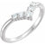 Women's 14K white gold "V" shape wedding ring  with 5 diamonds