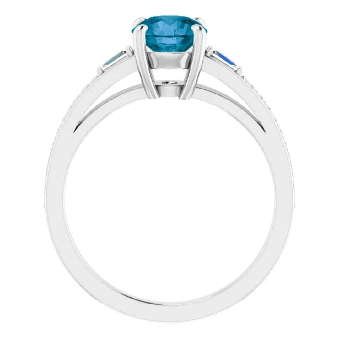 Women's 14K white gold London Blue Topaz engagement ring