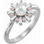Women's 14k white gold pearl engagement ring with white opal and diamonds