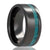 Men's black ceramic with turquoise inlay wedding ring