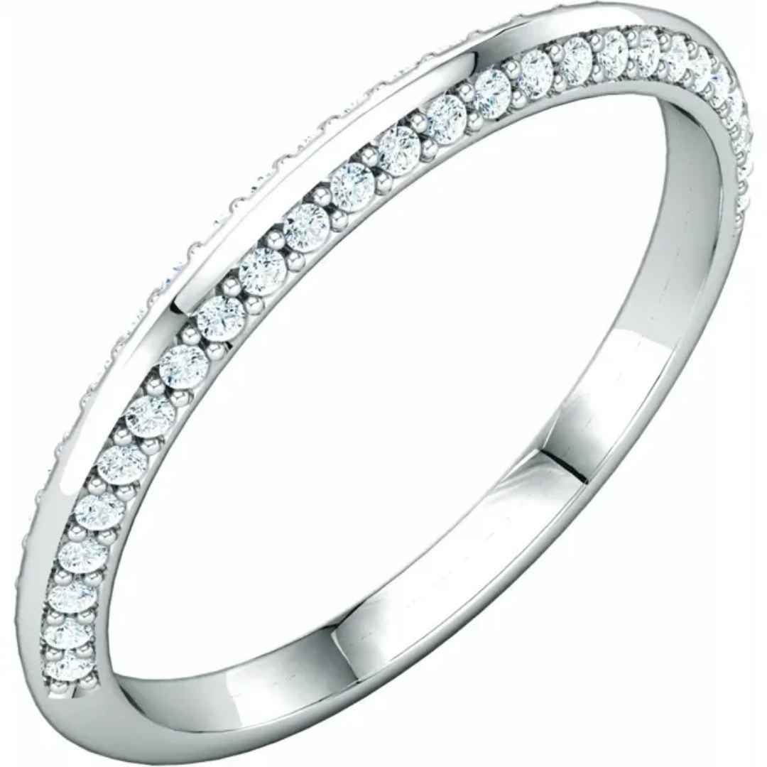 Women's 14K white gold diamond edge wedding ring 